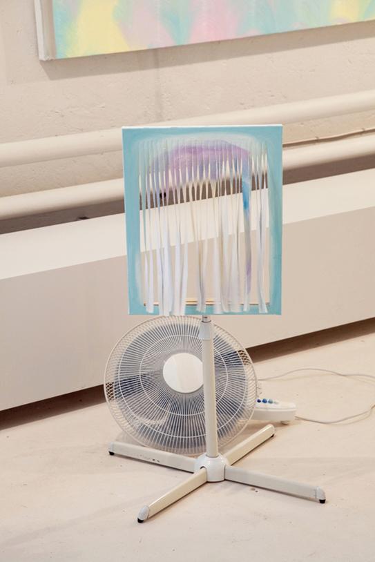 A ventilating painting, oil on canvas and a fan, variable sizes, 2012